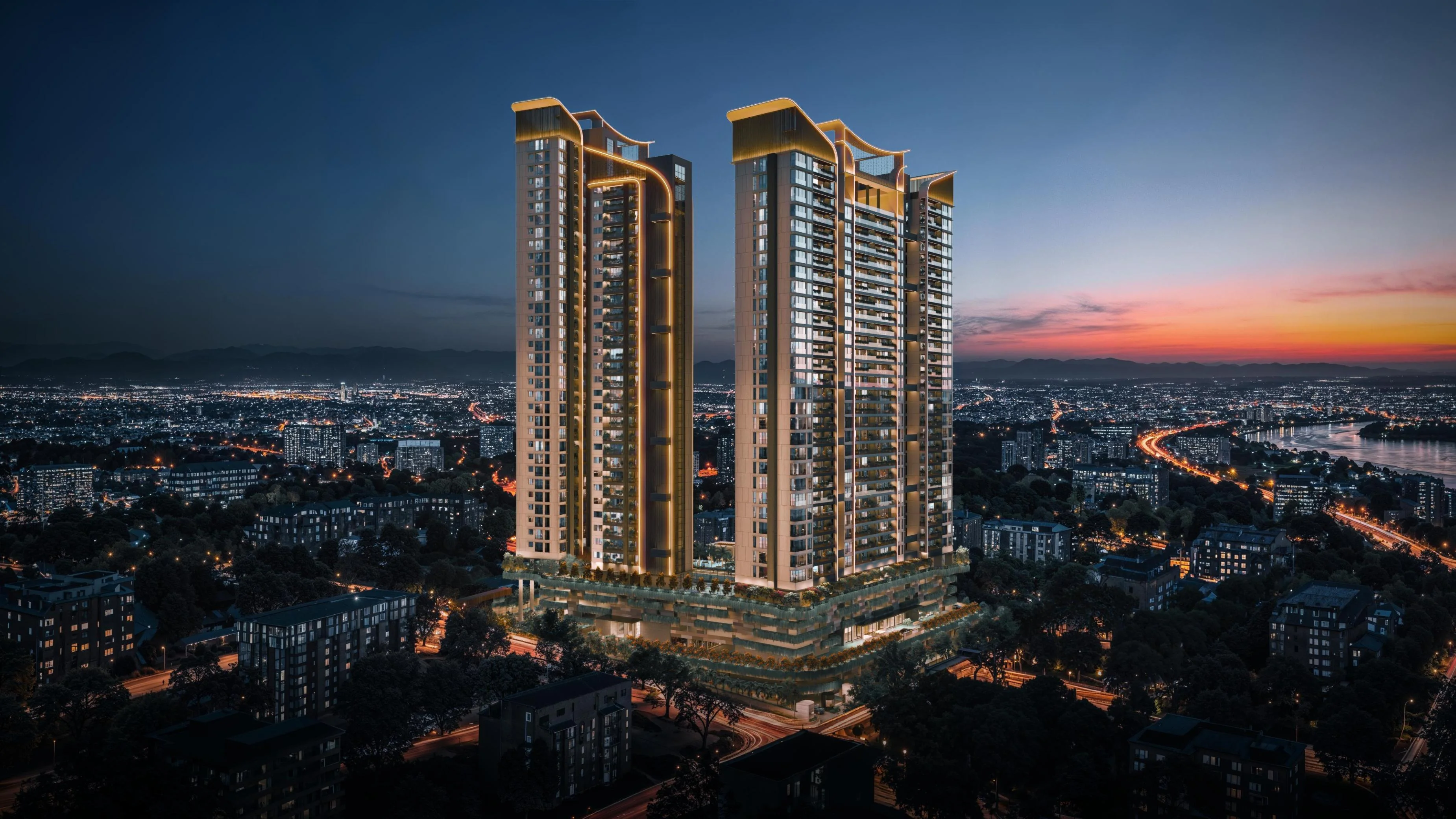 nasikh tower exterior evening