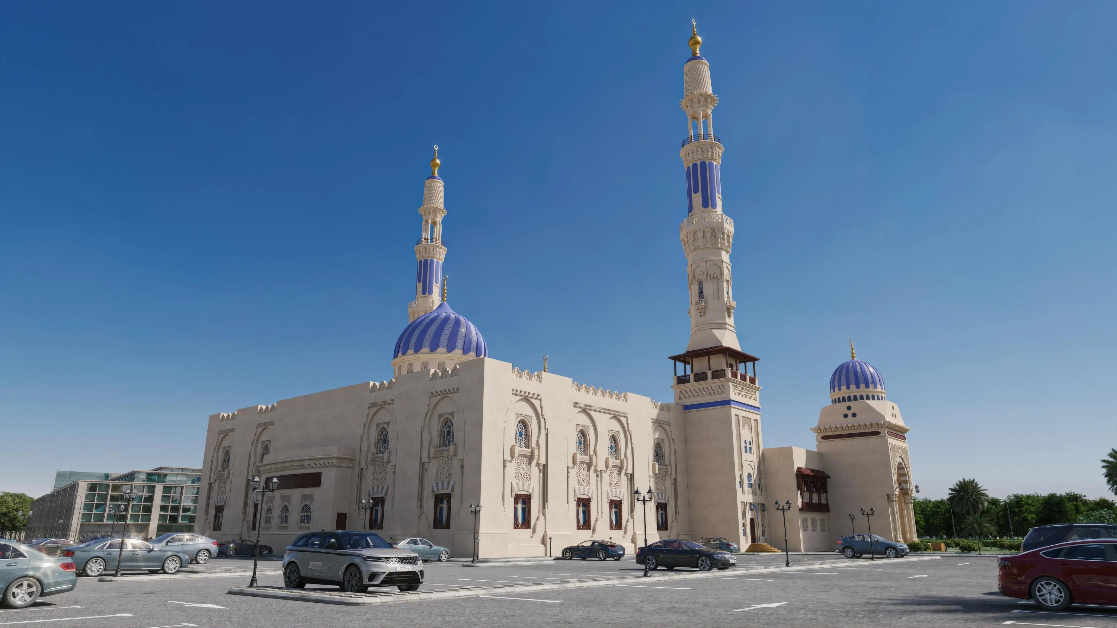 oman muscat mosque exterior daylight