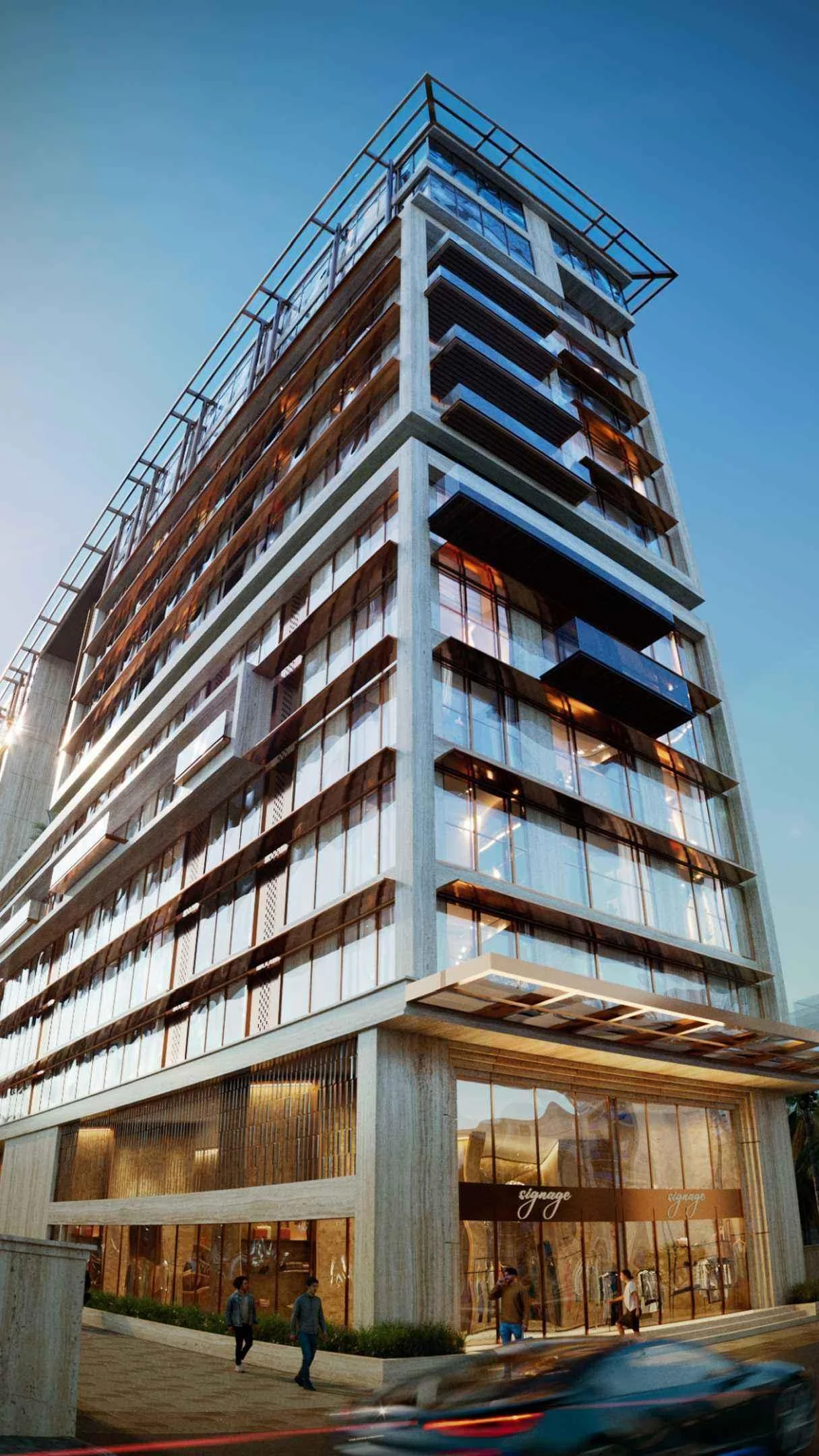 juhu apartment showroom exterior night 3d view