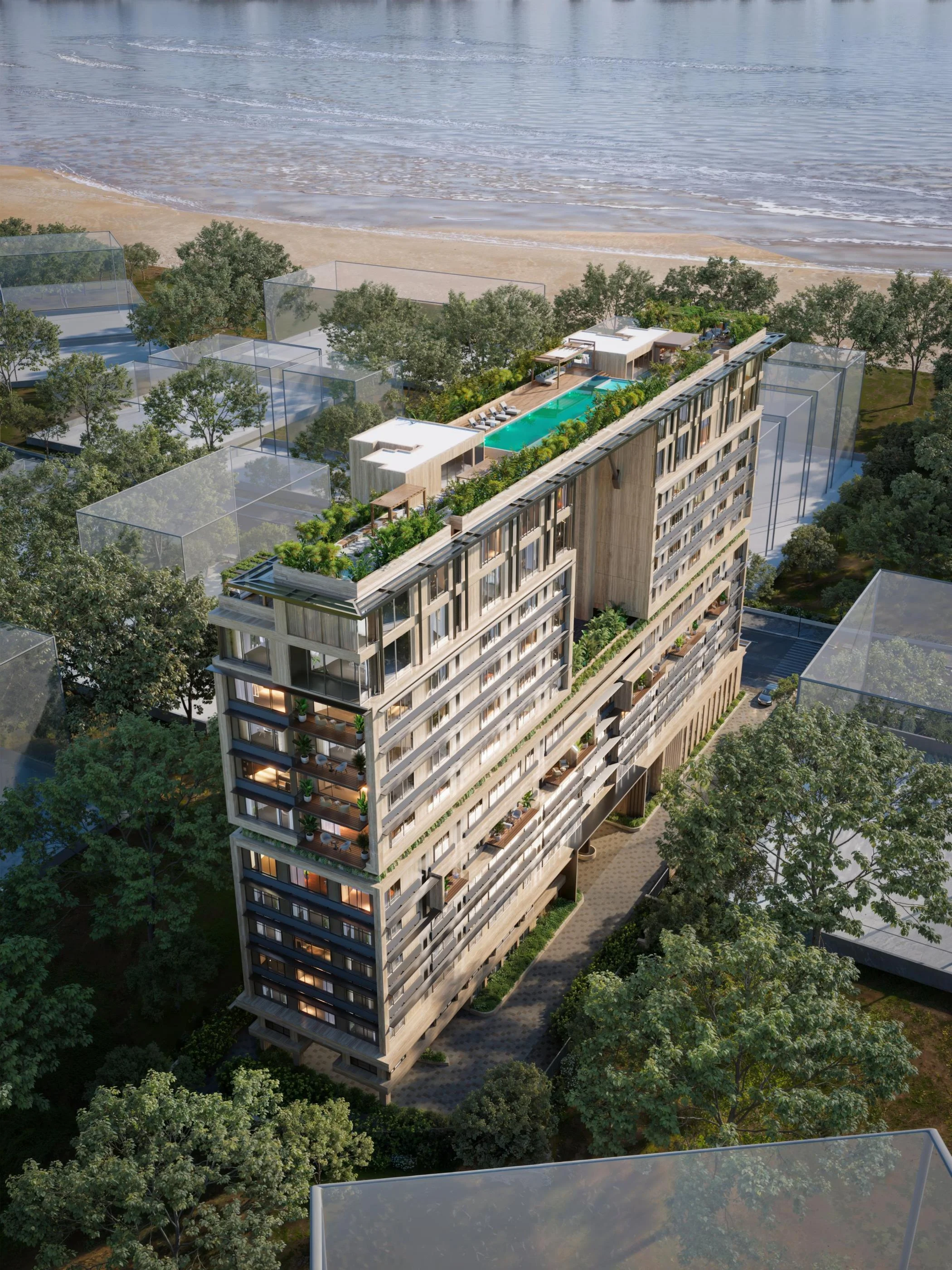 mumbai juhu apartment aerial exterior day 3d view