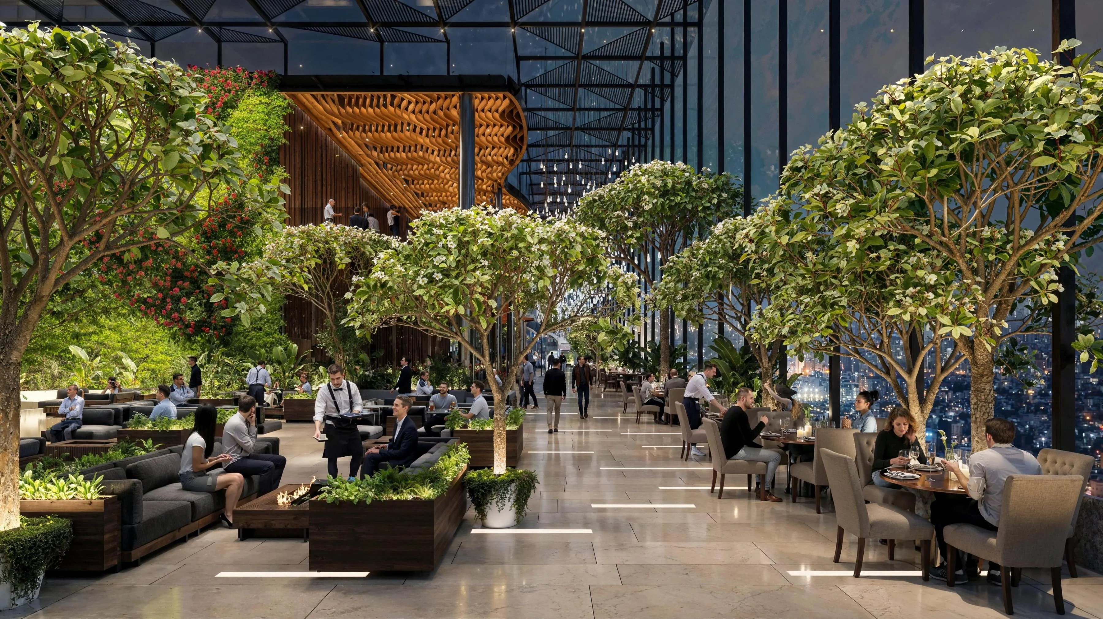 delhi mall lounge terrace 3d view