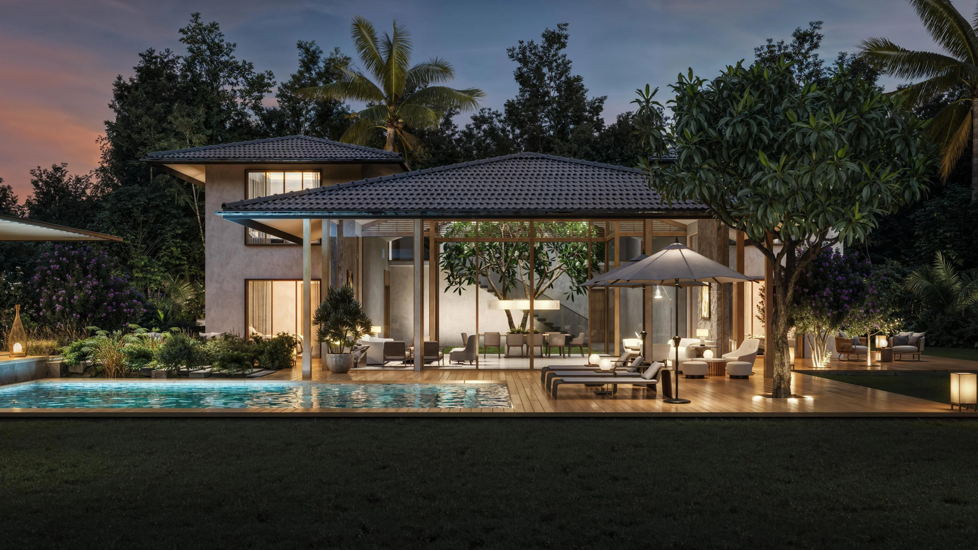 goa resort villa night 3 view